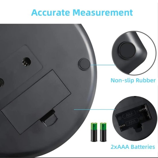 Imtex IMTEX - Keukenweegschaal - Rond - 5000 gram - 5 kilo - Zwart