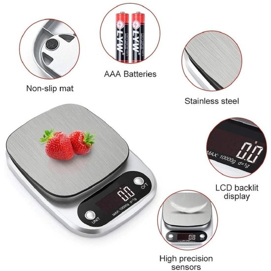 Imtex IMTEX - Digitale keukenweegschaal - 5000 gram - 5 kilo - Zwart