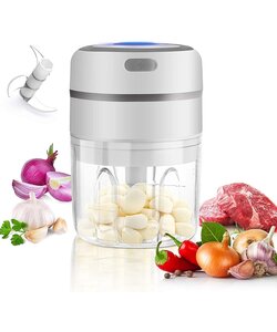 IMTEX Hakmolen elektrische - USB oplaadbal - Mini Portable Chopper - 250ml - Wit