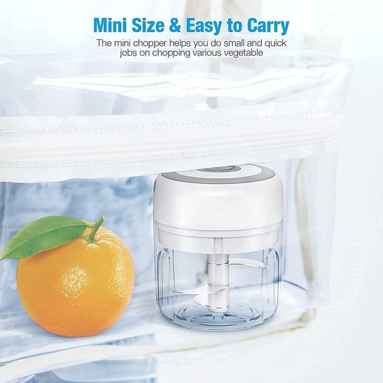 Imtex IMTEX Hakmolen elektrische - USB oplaadbal - Mini Portable Chopper - 250ml - wit