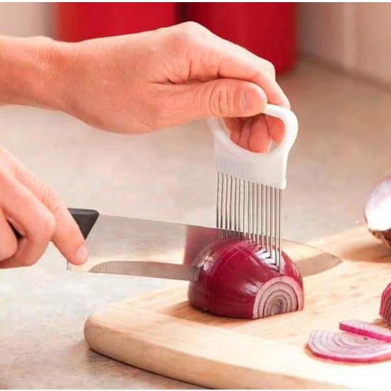 Igoods IGOODS - RVS Uiensnijder - Groentesnijder - Vlees Klem - Grijs
