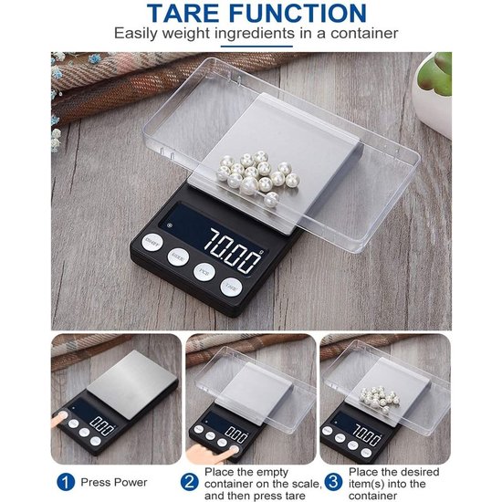 Imtex IMTEX - Digitale Precisie Keukenweegschaal - 500 g / 0,1 g - Van 0,1 tot 500 gram - Pocket Mini Scale -Zwart