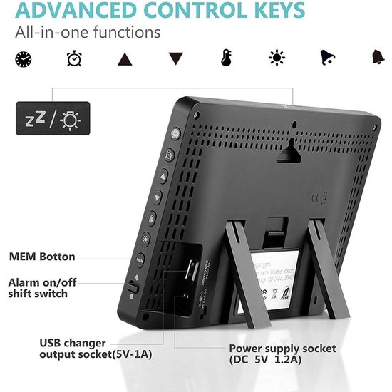 Igoods Igoods Digitale klok/kalender met datum tijd en alarm - Wandklok - Tafelklokken - AEB00112