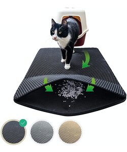 IGOODS - Kattenbakmat met filter - 45 x 60 - Waterdicht - Dubbele laag - Zwart