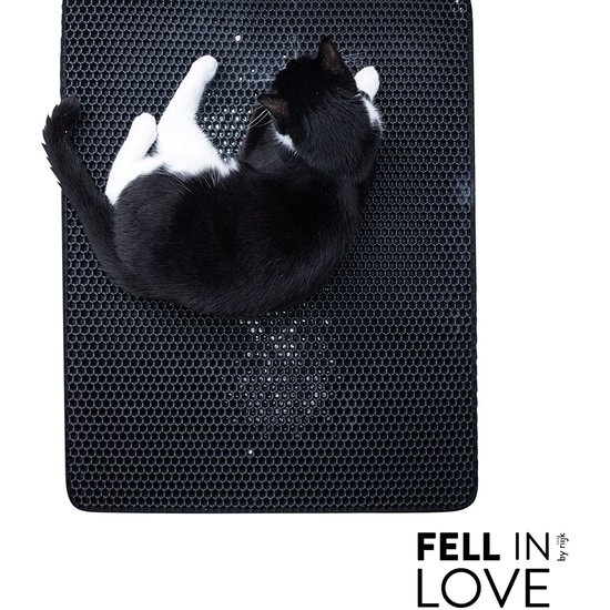 Igoods IGOODS - Kattenbakmat met filter - 45 x 60 - Waterdicht - Dubbele laag - Zwart