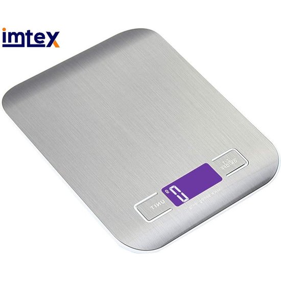 Imtex Imtex Digitale Precisie keukenweegschaal 5000 gram zilver