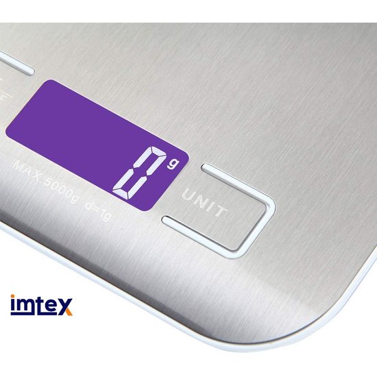 Imtex Imtex Digitale Precisie keukenweegschaal 5000 gram zilver