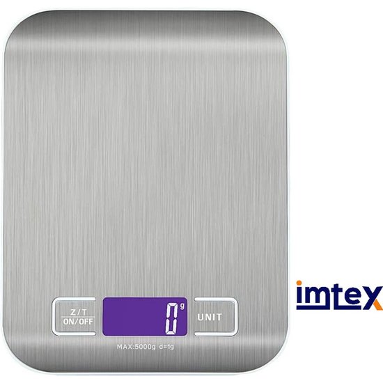 Imtex Imtex Digitale Precisie keukenweegschaal 5000 gram zilver