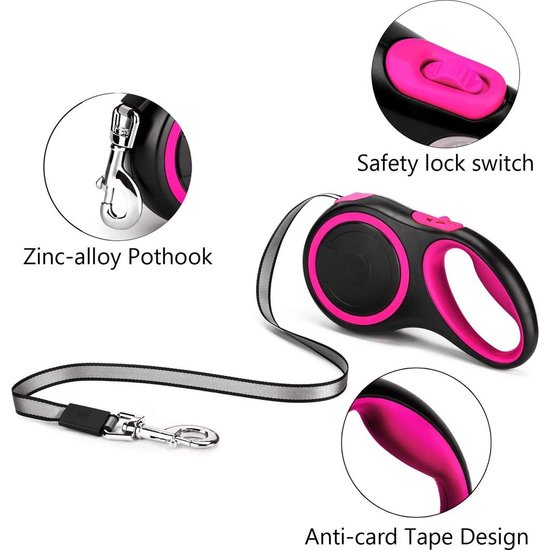 Igoods IGOODS - Uitlaatriem dieren - Hondenriem - 5 meter lang - Roze