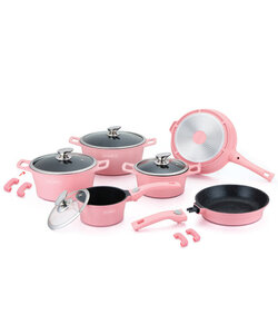 Royalty Line Pannenset - 14-delig - Marble Coating - Roze - Pinn&Click