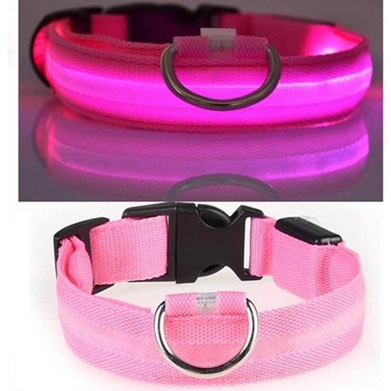 Igoods Igoods Roze LED hondenhalsband oplaadbaar Super Bright Safety Pet Collar verhoogde zichtbaarheid