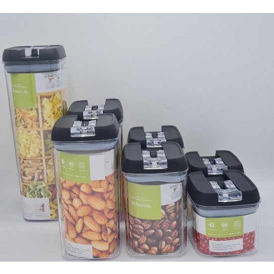 Igoods Igoods voorraad containers voorraadboxen 7 stuks met zwarte deksel