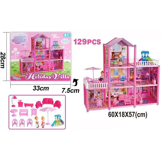 DIY Vakantie Villa - Villa Bouwen - Speelgoedhuis met Accessoires - 129 Onderdelen