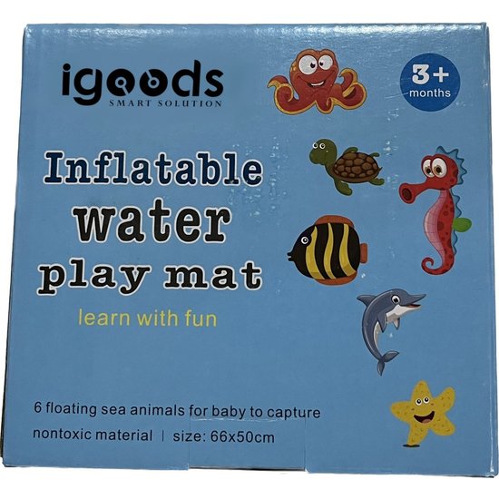 Igoods Igoods Baby Waterspeelmat – Opblaasbaar - Watermat – Speelmat - Waterspeelgoed - Babyshower Cadeau – Kraamcadeau – Speelgoed – Speelkleed Baby