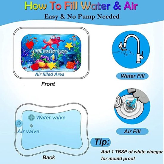 Igoods Igoods Baby Waterspeelmat – Opblaasbaar - Watermat – Speelmat - Waterspeelgoed - Babyshower Cadeau – Kraamcadeau – Speelgoed – Speelkleed Baby