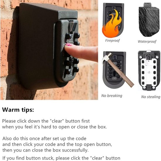 Igoods Igoods Sleutelkluis | Sleutelkast met code | Binnen & Buiten | Sleutel kluis - Centraal opbergen van sleutels met cijferslot