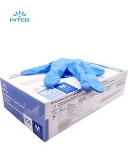Intco Nitril handschoenen - Maat: L - Poedervrij, Latexvrij -  Blauw