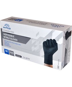 Intco Nitril handschoenen - Maat - L - Latex vrij - Zwart - 100 stuks -