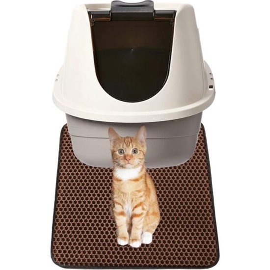 Igoods IGOODS - Kattenbakmat met filter - 45 x 60 - Waterdicht - Dubbele laag - Bruin