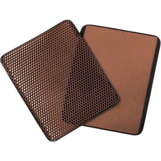 Igoods IGOODS - Kattenbakmat met filter - 45 x 60 - Waterdicht - Dubbele laag - Bruin