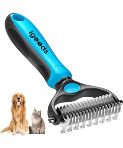 Igoods Professionele 2-Zijdige Ondervacht Kam voor Hond en Kat - Hondenborstel