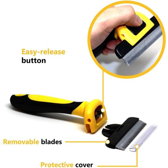 Hond langhaar - Kat Kortharig - Vermindert Haaruitval Tot 95% - Kattenborstel - Hondenborstel - L - Geel