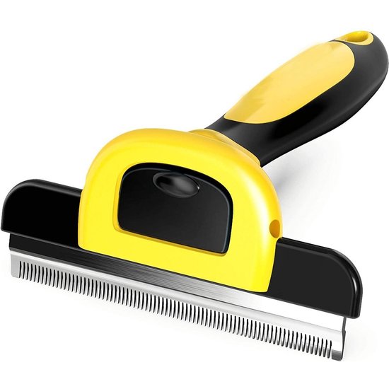 Hond langhaar - Kat Kortharig - Vermindert Haaruitval Tot 95% - Kattenborstel - Hondenborstel - L - Geel