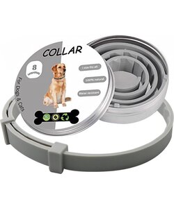 Igoods Vlooienband hond - kat - Anti Vlooien en Tekenmiddel - 8 Maanden Bescherming - Grijs