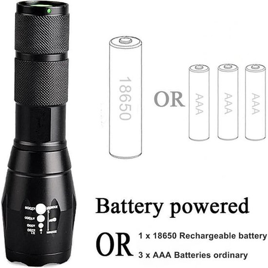 Igoods IGOODS - 2 STUKS LED Zaklamp - Wit Licht- licht gewicht - Militaire zaklamp - LED zaklamp - Inzoombaar