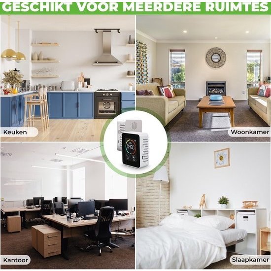 Professionele CO2 meter - Luchtkwaliteitsmeter - binnen - CO2 melder & monitor - Horeca - Thermometer - CO2 detector - Koolstofdioxide meter