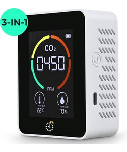 Professionele CO2 meter - Luchtkwaliteitsmeter - binnen - CO2 melder & monitor - Horeca - Thermometer - CO2 detector - Koolstofdioxide meter