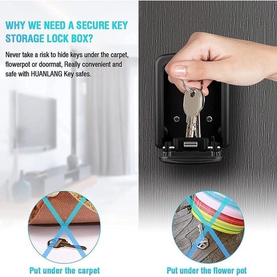 Igoods IGOODS - Robuuste sleutelkluis met code voor buiten - Centraal opbergen van sleutels met cijferslot - Sleutel Kastje