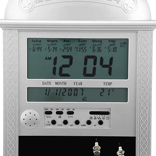 AL Harameen Gebedsklok - Moslim Azan Klok - Volledige Azans - 1150 Steden Arabische Klok - LED Decoratieve Klok