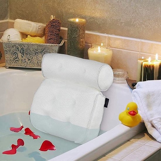 Igoods Igoods Luxe Home Spa Badkussen - Hoofd/nek/rug en schoudersteun - Thuisspa - Luxe bad accessoires- Wit