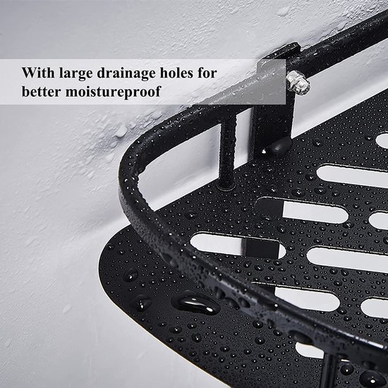 Igoods IGOODS - Hangend Hoek Doucherek - Zelfklevend - Zonder Boren - 2-Laags - Zwart