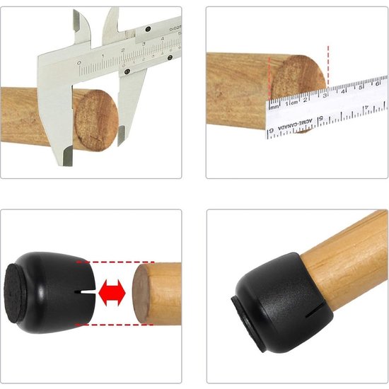 Igoods Igoods Stoelpoot Beschermers - Stoelpootdoppen - Meubelbeschermers Zwart- 24 Stuks