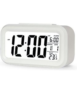Igoods Digitale Wekker Nachtkastje - LED Display Klokken met Verstelbare Snooze 12/24Hr - Temperatuur, Datum, Timer -  Wit