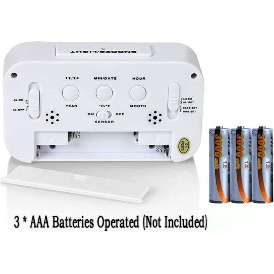 Igoods Igoods Digitale Wekker Nachtkastje - LED Display Klokken met Verstelbare Snooze 12/24Hr - Temperatuur, Datum, Timer -  Wit