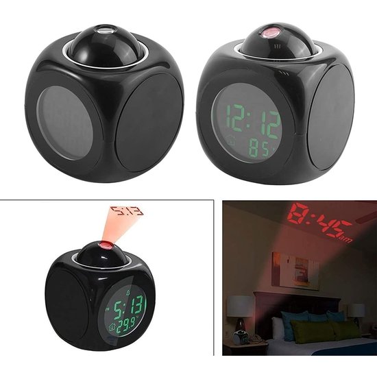 Igoods Igoods LCD klok - Digitale Mini Projectieklok - LCD Display - Zwart