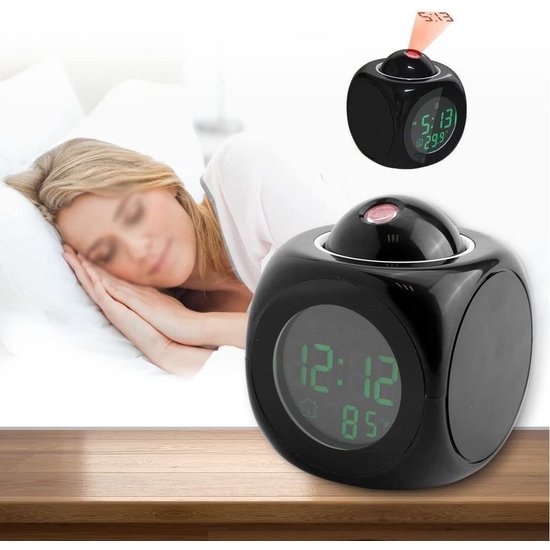 Igoods Igoods LCD klok - Digitale Mini Projectieklok - LCD Display - Zwart