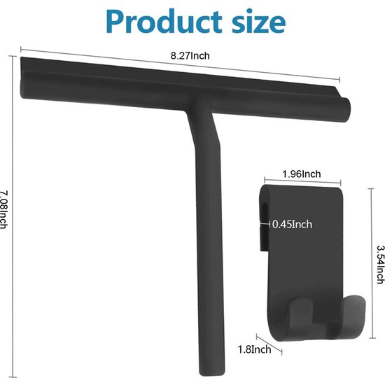 Igoods Igoods douchewisser met ophanghaak - Raamwisser - Badkamer Accessoires - zwart - 21cm x 16 cm