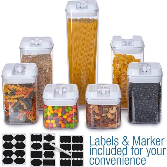 Igoods Igoods Voorraadpotten - voorraaddozen- voorraadboxen 7 stuks - met witte deksel