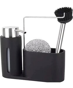 Zeep Pompje Set - Dispenser Set - Hygiene Set - Badkamer Bak - Inclusief Schuurspons & Schoonmaakborstel