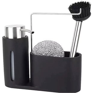 Zeep Pompje Set - Dispenser Set - Hygiene Set - Badkamer Bak - Inclusief Schuurspons & Schoonmaakborstel