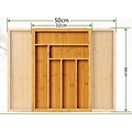 Igoods Igoods Uitschuifbare Bestekbak - Bamboe -Bestekcassette Hout - Besteklade - 44 x 50 x 5 cm - 7 vakken