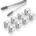 Whiskey Stones Set (8 stuks) Incl. Tang - Whisky Stenen - RVS - Herbruikbare ijsblokjes - Icecubes met tang 8 Stuks