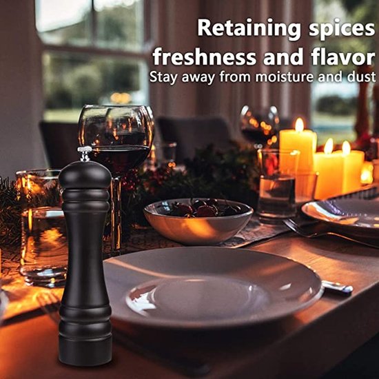 Pepermolen - 23 Cm - Zoutmolen - Zwart Klassieke Stijl