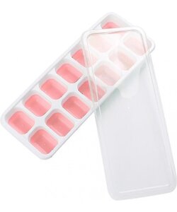 Ijsblokjes maker met deksel - Siliconen ijsblokjesvorm - BPA vrij - met silicone bodem - 2 x Roze