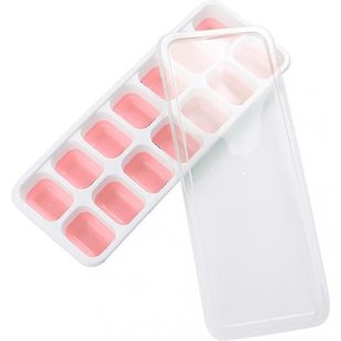 Ijsblokjes maker met deksel - Siliconen ijsblokjesvorm - BPA vrij - met silicone bodem - 2 x Roze