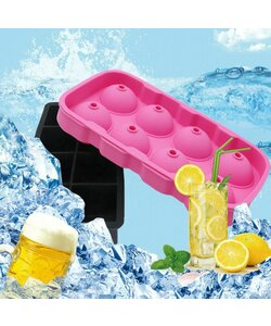 Siliconen IJsballenvorm - 8 ijsballen Ø 4,5cm - Whiskey ijsballen - Roze - 2 STUKS